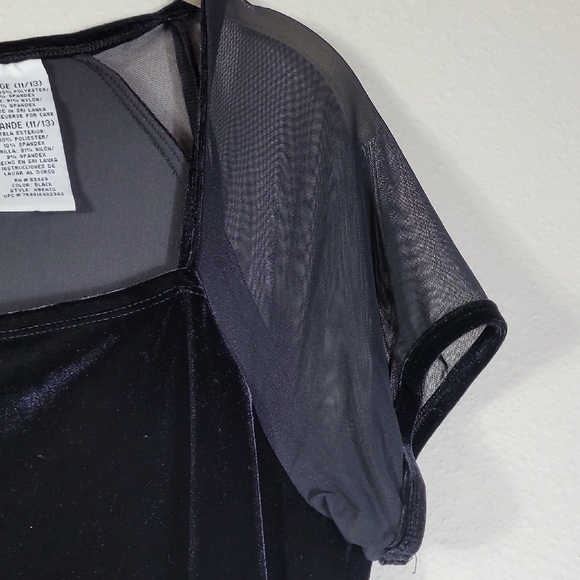 Y2K NoBo Velvet Mini Dress Size L Black Sheer Short Sleeve Whimsigoth Square Nec - Picture 4 of 15